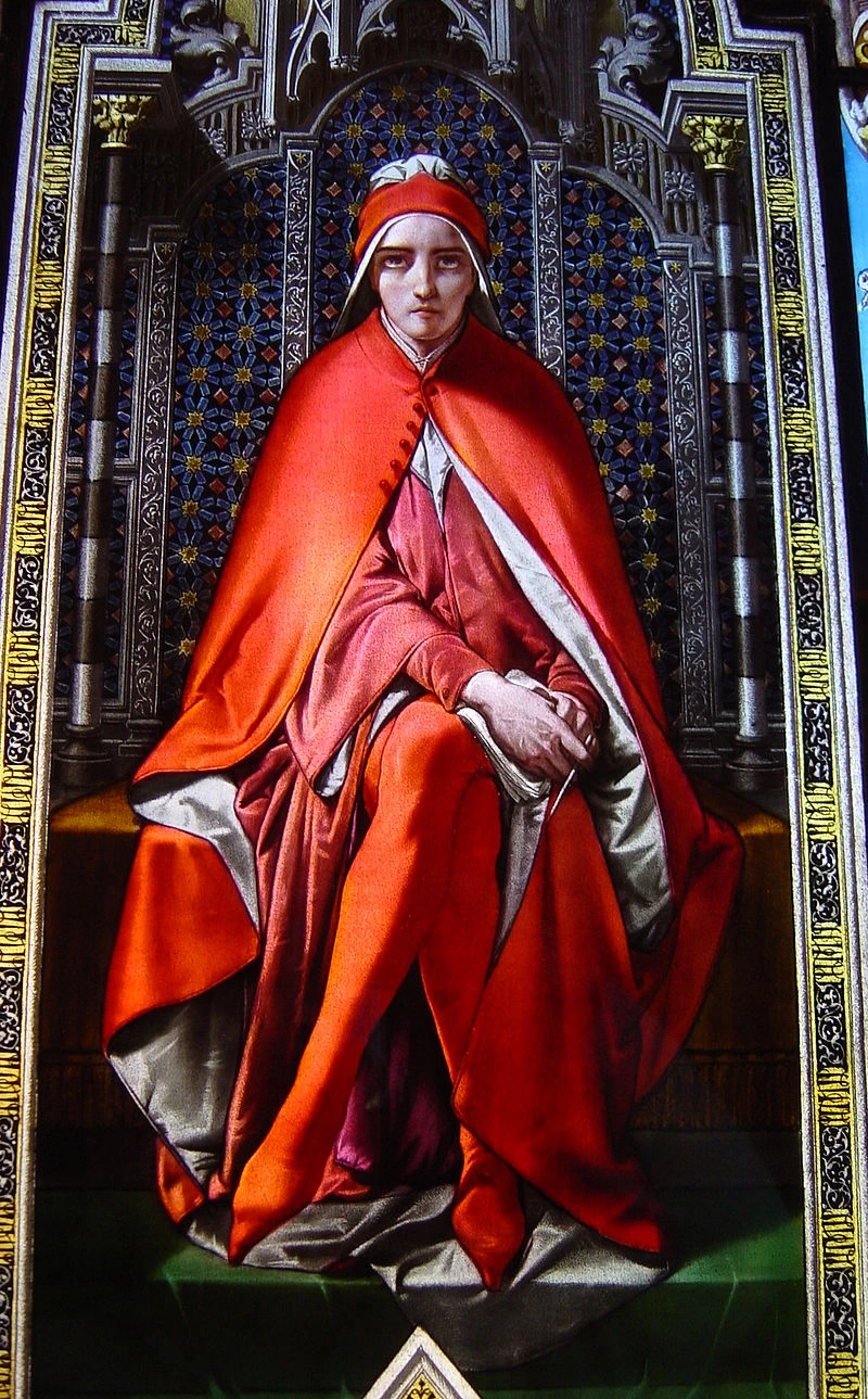 Vetrata con il Trionfo di Dante - Studiolo dantesco, Museo Poldi Pezzoli, Milano, dettaglio